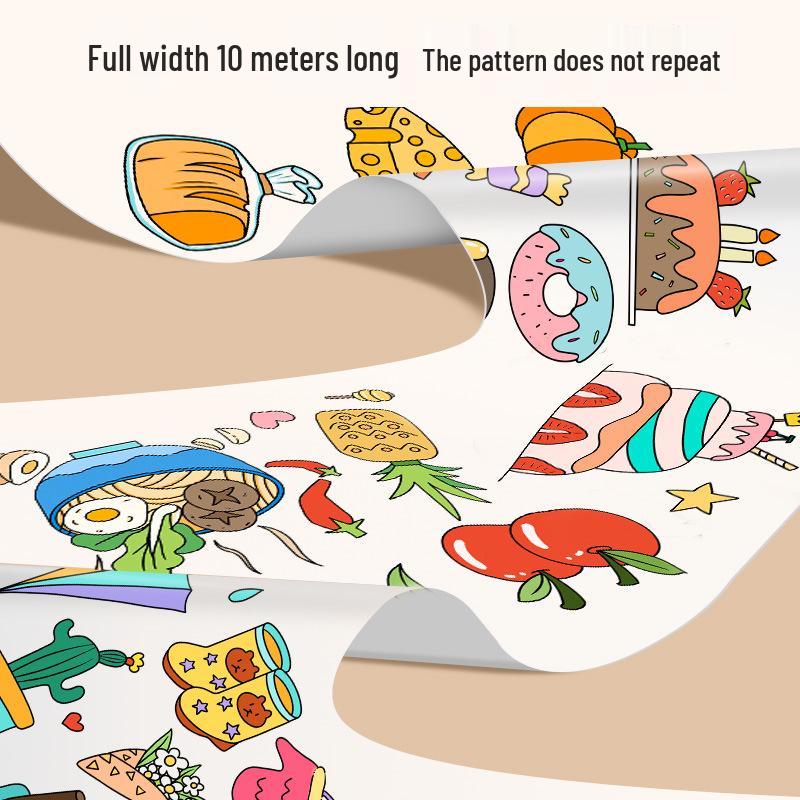 Kids' Doodle Coloring Scroll Paper for Drawing and Painting