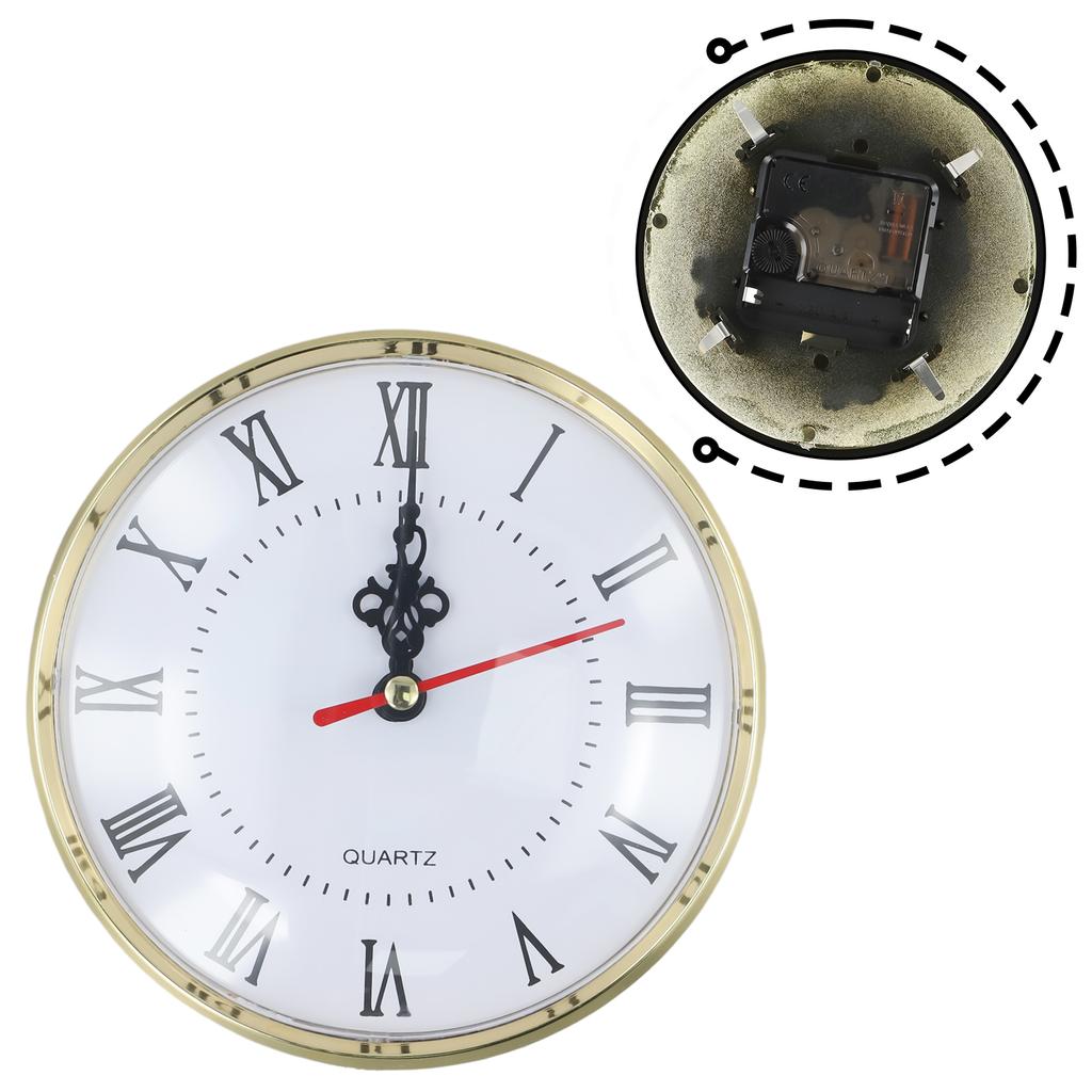 130MM Quarzwerk Runde Uhrenkopf-Einlage Römische Ziffern Handwerksuhr Nachttisch Antike Uhr Schreibtischdekoration Tisch DIY Teile