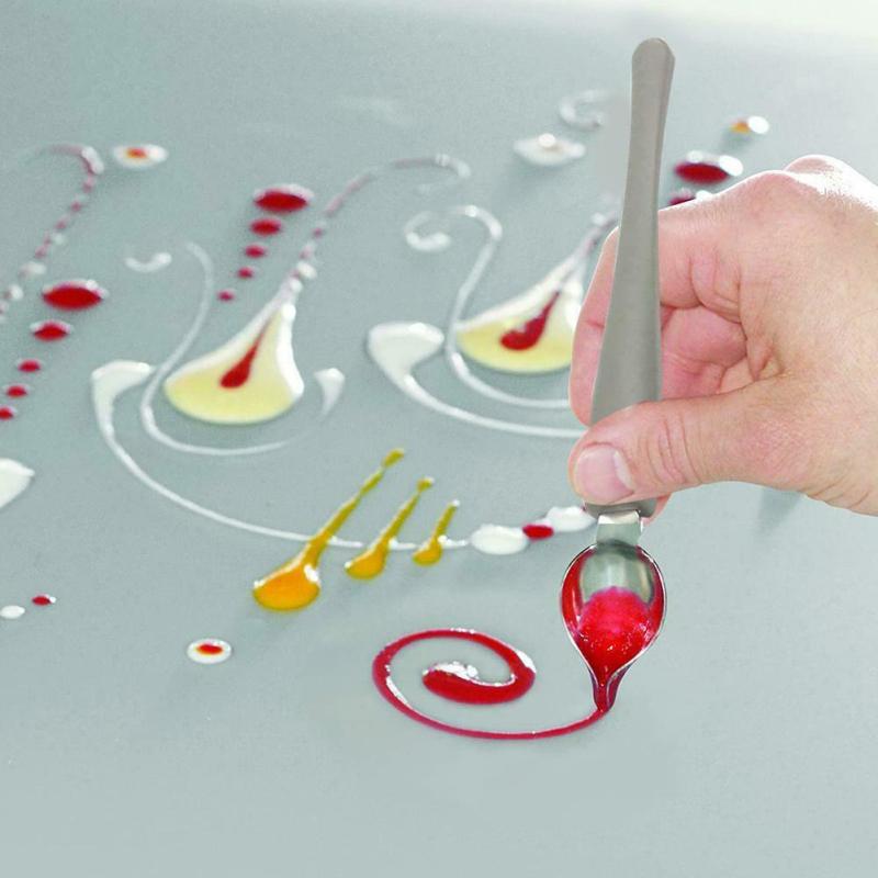 2Pcs Culinary Drawing Spoons Chef Pencil Sauce Painting Spoon Chocolate Cream Sauce Cake Decoration Spoons Kitchen Accessories