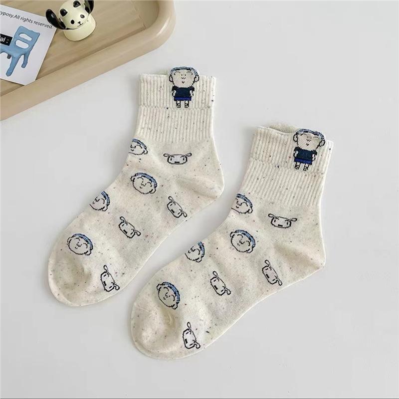 Women's Cute 3D Anime Mid-Tube Cotton Socks - Trendy Sports Design