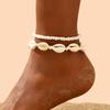 Boho Boheemse Zeepokkel Bloem Geweven Enkelbandje Voor Vrouwen Zeester Schelp Armband Aan Het Been Strand Blote Voet Sandalen Beenketting Sieraden