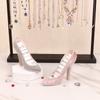 Elegant High Heel Jewelry Organizers Display Stand Fabric Texture for Earrings Rings and Accessories