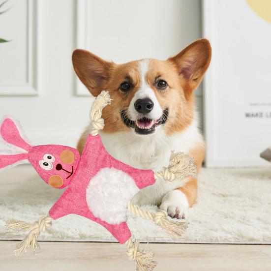 Pet Toy Bite-resistant Interactive Dog Squeaky Toy Cartoon Animal Shape Plush Dog Chew Toy Pet Supplies