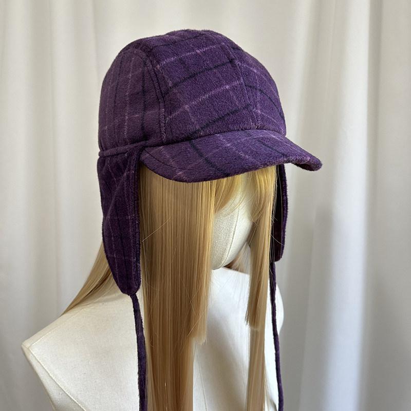 Women's New Winter Trapper Hat - Fashion Casual Plaid Earflap Cap Wide Brim Coldproof Outdoor Stylish Aviator Hat
