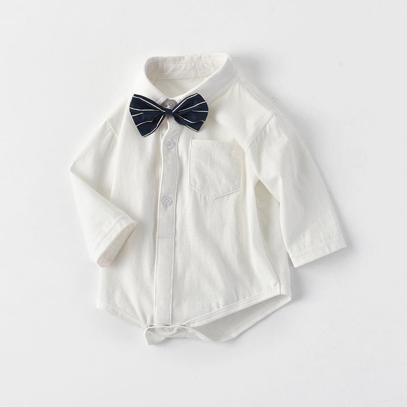 

Новорожденный Мальчик Джентльмен Бабочка Комбинезон с Длинным Рукавом - Весна/Осень 2025 66 cm белый