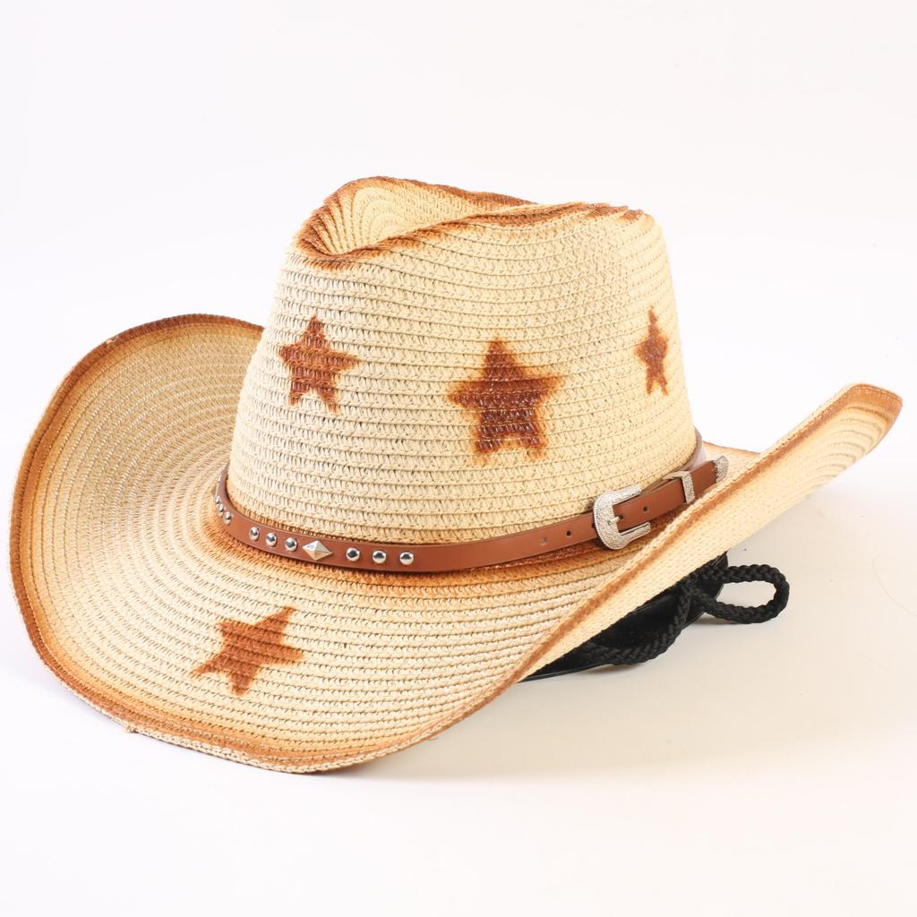 Popular Western Cowboy Straw Hat Men's and Women's Fashion Shade Straw Hat Classic Outdoor Western Cowboy Hat