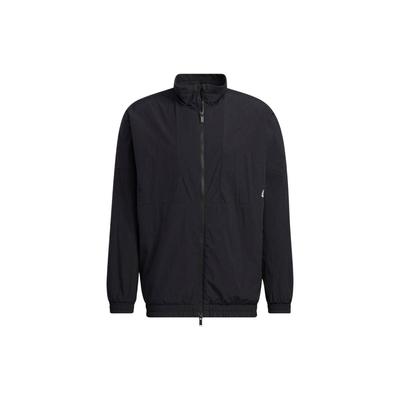 Solid Color Simple Letter Print Casual Sports Stand Collar Woven Jacket Unisex Jackets Black HM2691