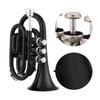 Mini Pocket Trumpet Bb Flat Brass Material Wind Instrument with Mouthpiece Gloves Cleaning Cloth Carrying Case