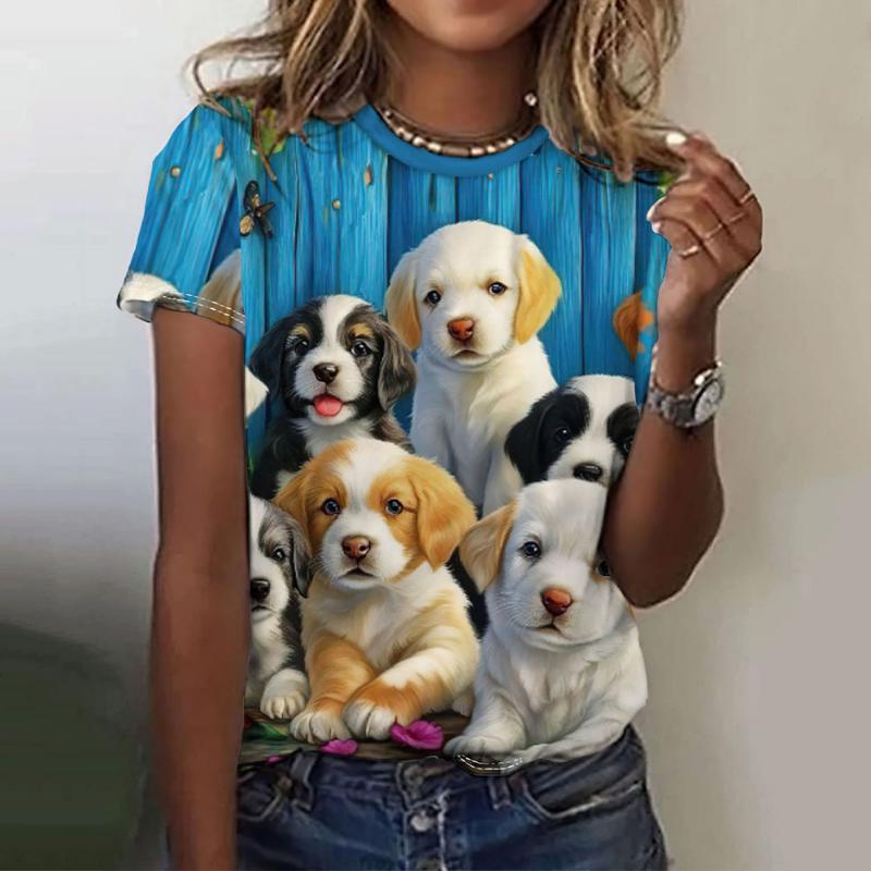 Dámské tričko Zvířecí 3D potisk Krátký rukáv Módní Ležérní Street Kulatý výstřih