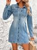European and American Retro Waist-Cinching Slim Denim Dress