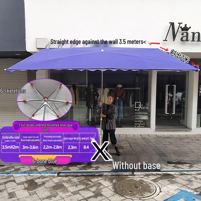 Foldable Outdoor Commercial Sunshade Umbrella with Tilt and Awning