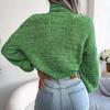 Women Loose Knit Turtleneck Sweater Long Sleeve All Match Fall Winter Mixed Color Lantern S-L