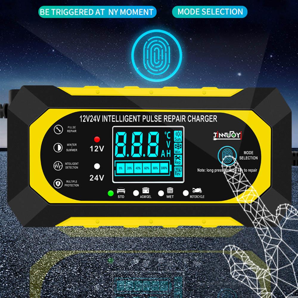 12V 10A W pełni Automatyczny Ładowarka Akumulatora Samochodowego Inteligentny Impuls Naprawczy 24V 5A dla AGM GEL WET Kwasowo-Ołowiowy Ładowarka Wyświetlacz LCD