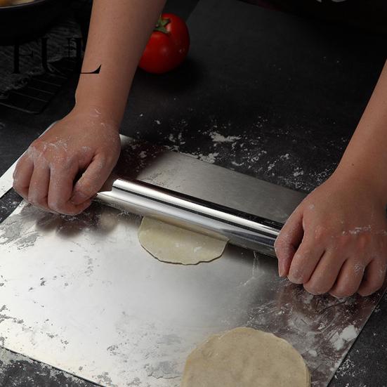 Rolling Pin Dough Reusable Food Grade Not Sticky Polished Long-lasting Labor-saving Stainless Steel Smooth Surface Making Kitchen for Roller