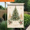 2D Flat, 2D Flat Printing Garden Flag 1pc, Christmas Tree Golden Decorations Durable Single-Sided Print Yard Flag, Garden & Home Holiday Decoration, 2