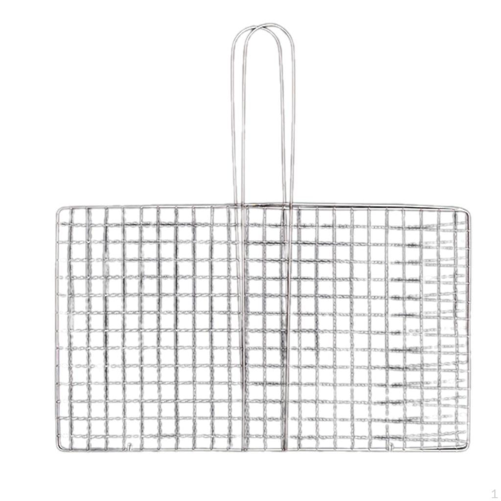 Barbecue Grill Basket Rack Portable Fish Grilling Clamp Vegetable BBQ for Kabob