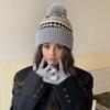 Windproof Knitted Beanie Cap Pom Pom Decoration Casual Beanie Winter Warm Hat  for Unisex