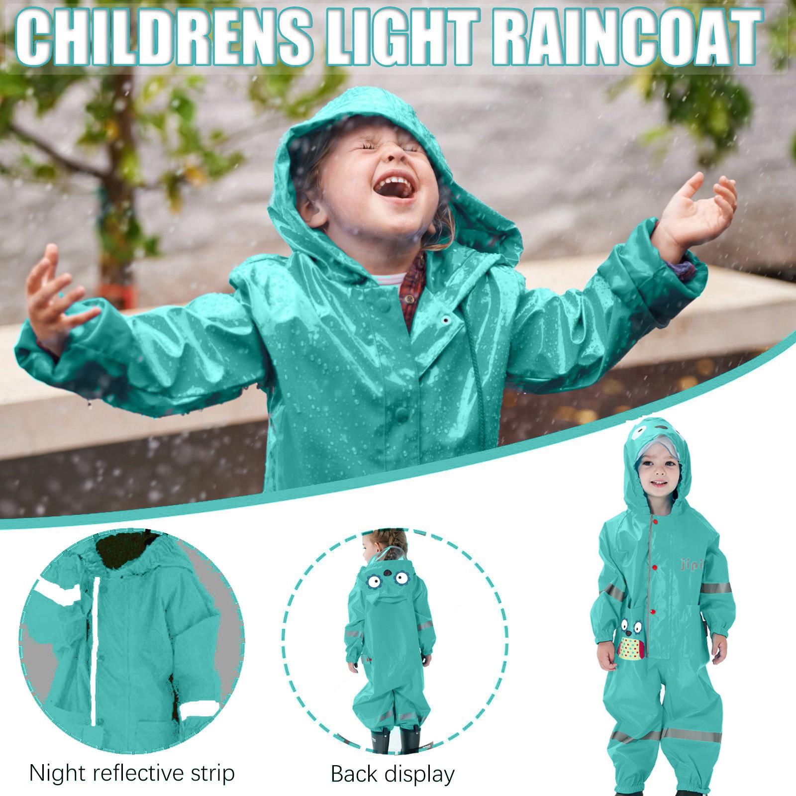 Unisex Kids Hooded Jacket Wind And Raincoat For Girls Boys Mask L синий