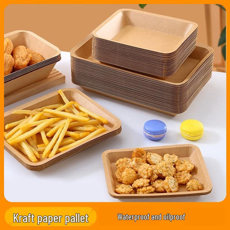 Changbaosen Disposable Kraft Paper Trays (100-Pack)