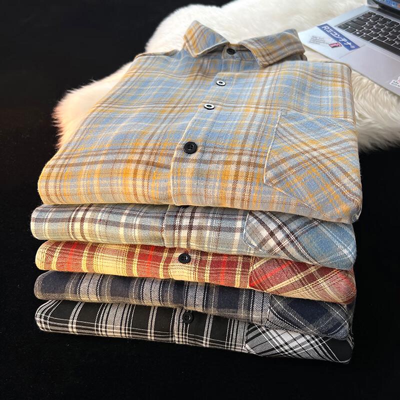 SWAMP AREA Men's Retro Plaid Long Sleeve Shirt Jacket