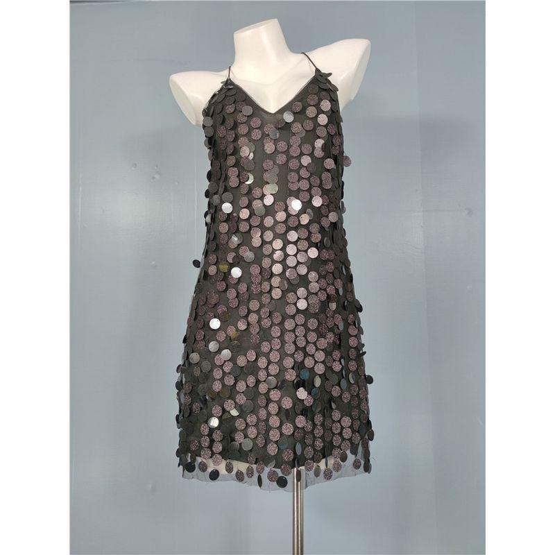 

Export Single H Home New Arrival Beautiful Scale Sequin Halterneck Fashion Bare Back Fancy Dress Birthday Dress Black S