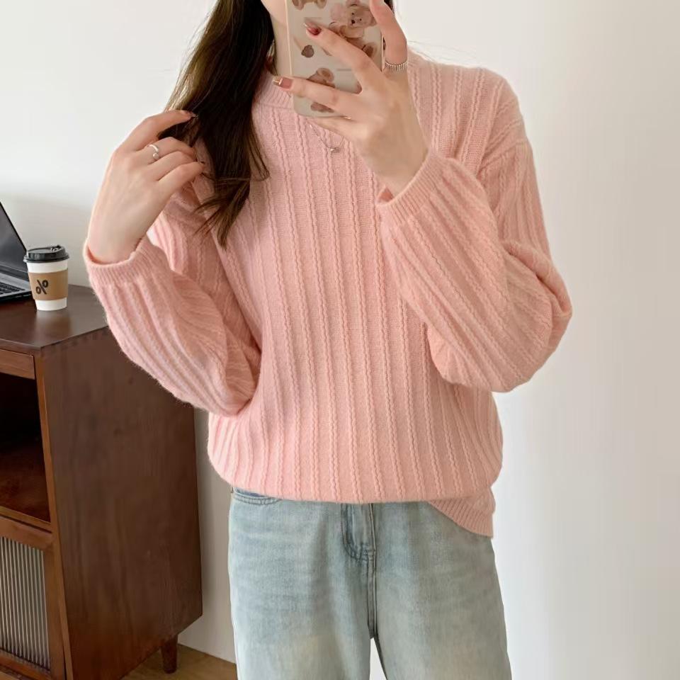 Autumn and Winter Round Neck Pullover Sweater for Women Women's Loose Knit Sweater Top