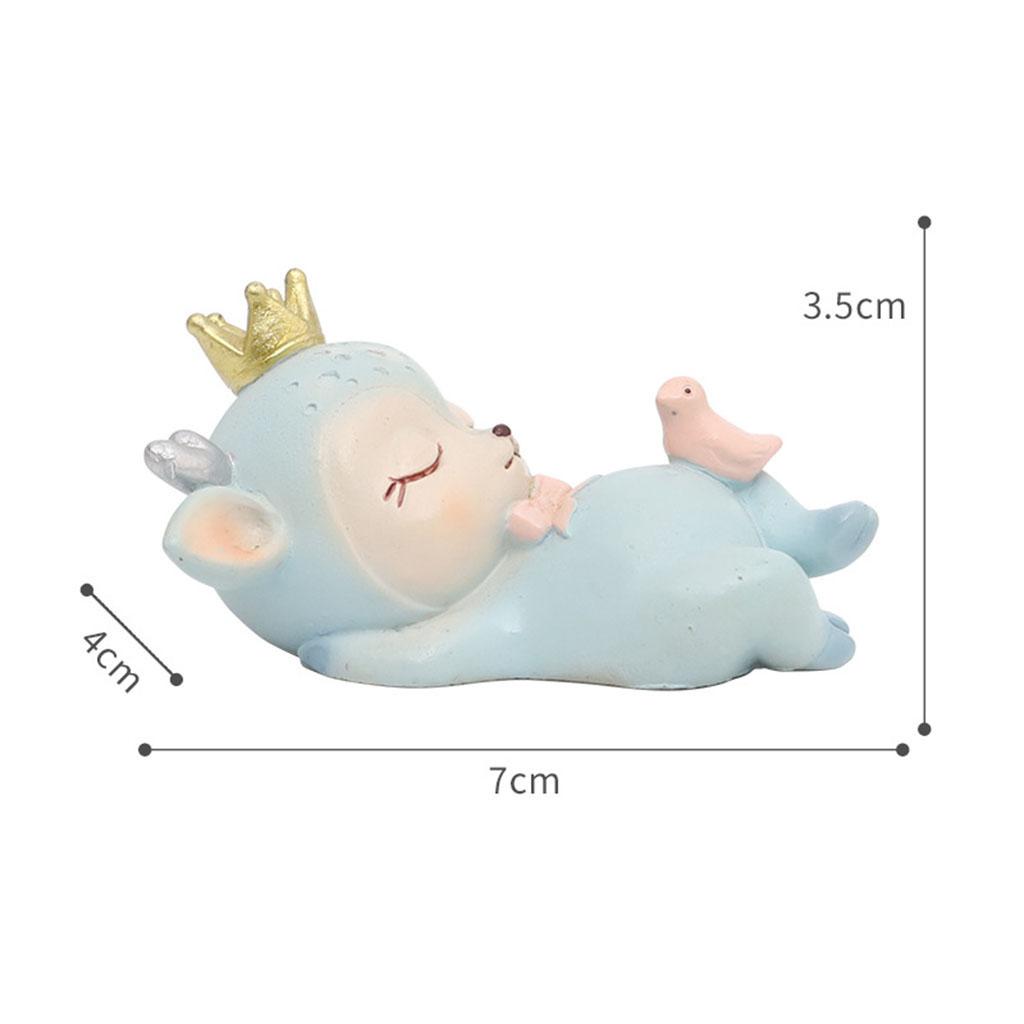 Resin Miniature Fawn Baby Deer Animals Figurines Ornaments Office Desk Decor