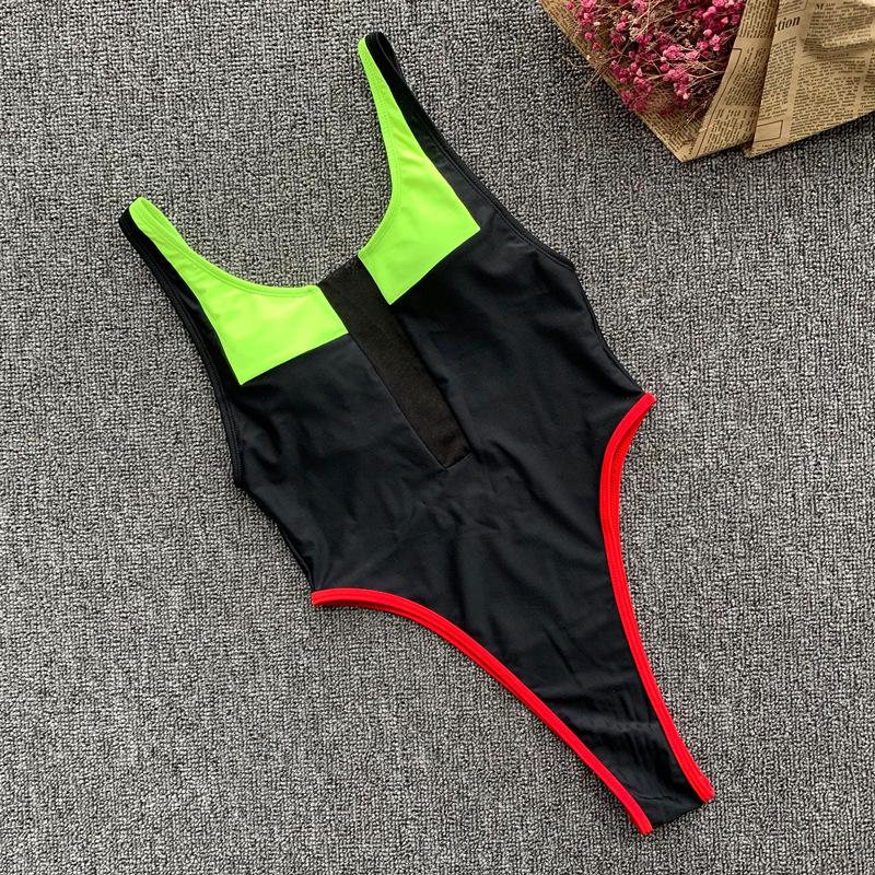 Sexy One-Piece Bikini Backless Patchwork Swimsuit Push-Up Pad Bathing Suit Beachwear