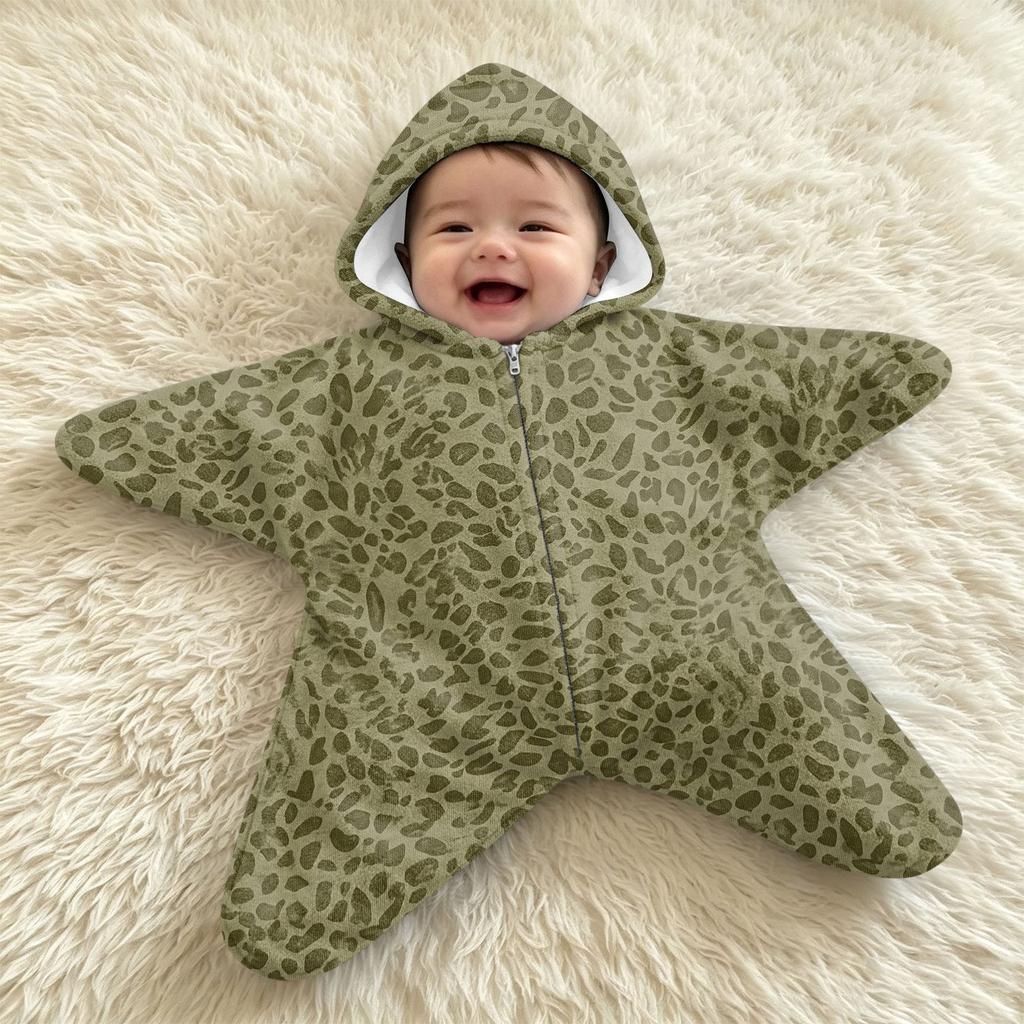 Infant Flannel Swaddle Blanket with Leopard and Polka Dot Print and, Sleep Sack Wrap, Cozy Travel Swaddle for Outdoor Use