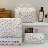 Mode Kersen Tote Vrouwen Make-up Tas Draagbare Leuke Dames Cosmetische Toiletartikelen Opbergtas Handtas Katoenen Geknoopte Rits Tas