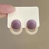 Korean Style Geometric Resin Color Block Stud Earrings - Women's Light Luxury Round Hoops Jewelry