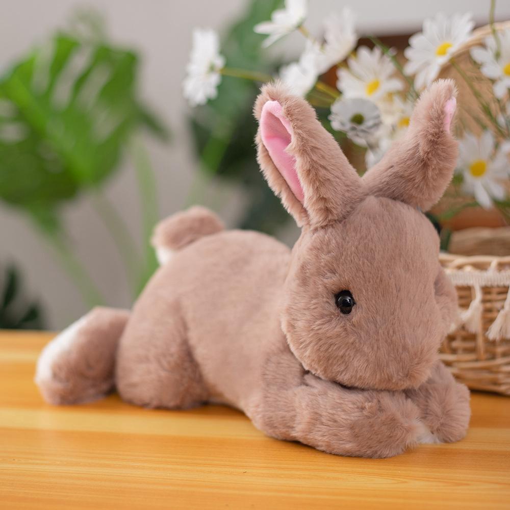 30-50cm Realistic Furry Rabbit Plush Toy Lifelike Animal Bunny Cute Baby Doll Simulation Model Birthday Gift Kawaii Room Decor