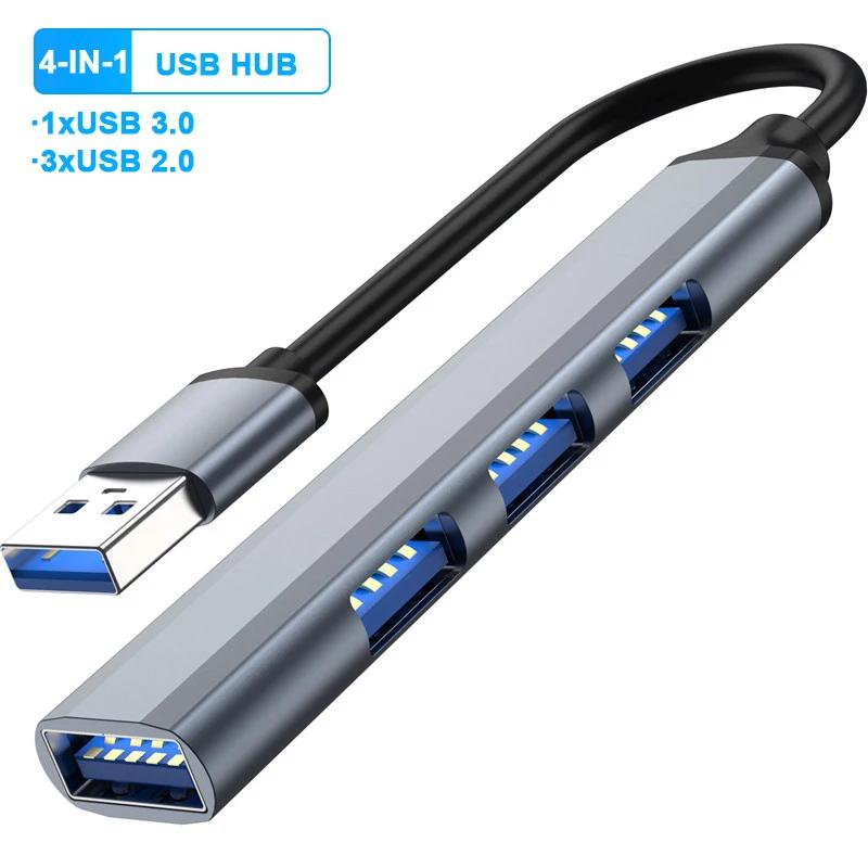 

4-портовий концентратор USB 3.0, USB-концентратор, док-станція типу C 3.1, мультироздільний USB-розгалужувач, OTG-адаптер для Xiaomi Huawei, Lenovo Macbook Pro, порт USB 3.0 2.0