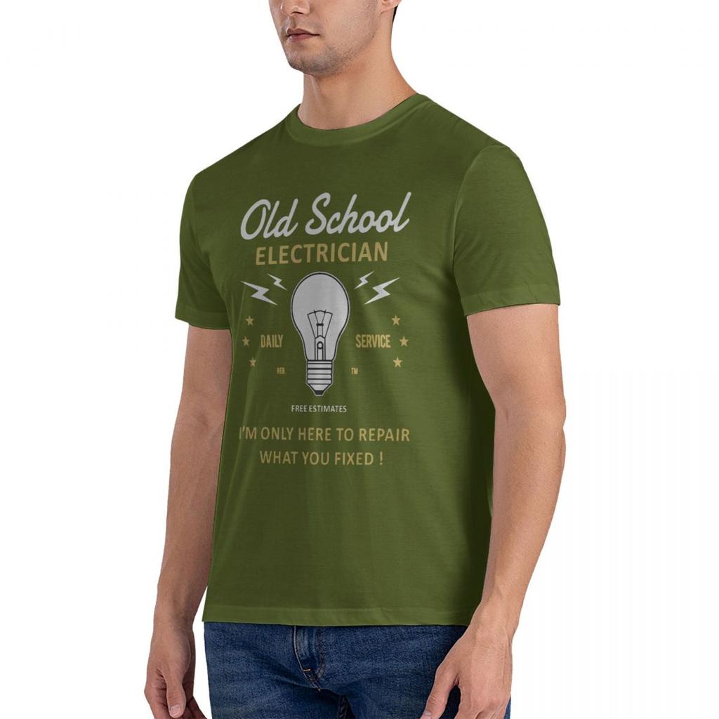2024 Fashion Funny Novelty Joke Old School Electrician Mens T-Shirt Top Electrical Engineer Tees