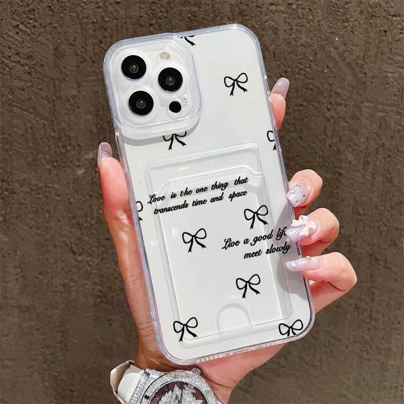 Card Slot Holder Silicone Wallet Pocket Case For iPhone 14 16 17 Xiaomi Redmi Note 13 Vivo V27E V27 Samsung S23 S24 S25 Ultra Cover Clear Phone Bumper