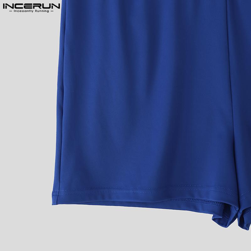 INCERUN 2 STÜCKE Herren Kurzarmhemden Kurze Hosen Lässig Figurbetont Sportlich Zweiteilige Sets