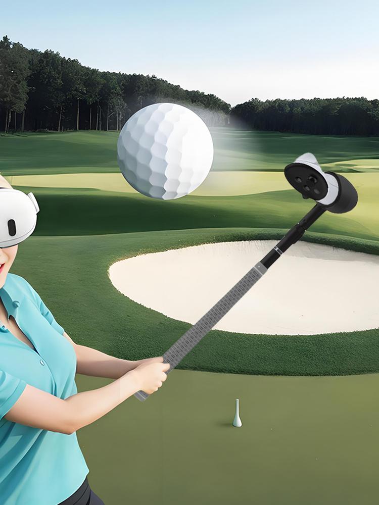VR Golf Club VR Golf Handle Grip Non-Slip VR Golf Club Grip 80 Degree Keep Tracking for Meta Quest 3S/Quest 3/Quest 2 Controller