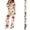 Women's Casual Fashion V-neck Loose Christmas Printed Pajamas Pajamas Set