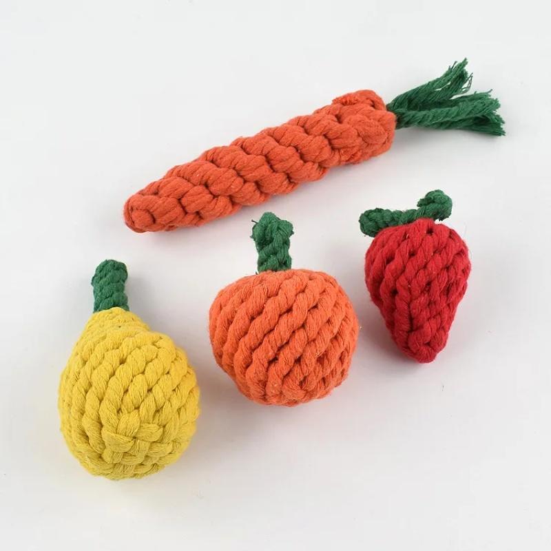 Handcrafted Pet Knot Toy for Dog and Cat Fruite Shape Dog Chew Toys Cotton Rope Toys for Indoor Dogs Cat Toys Dog Accessories