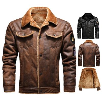 Men's Soft Leather Jacket Stand Collar Tops 5XL Retro Multi-pocket Zipper Leather Jacket Men's Lapel Jacket   Slim Multifunctional