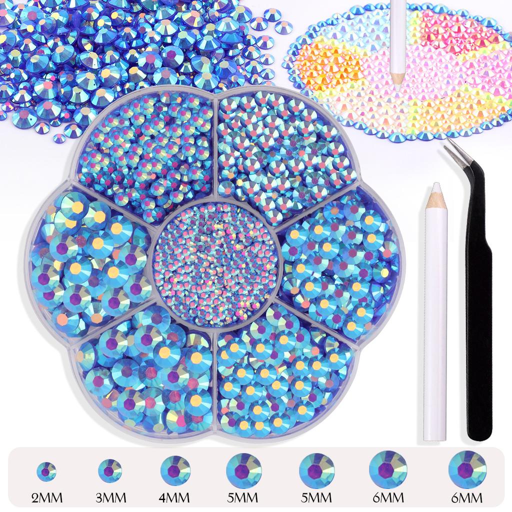 7 Grid Plum Blossom Boxed Resin Flat Bottom Nail Art Jewelry Jelly Diamond Violent Bear Ab Rhinestone Diy Clothing Diamond Sticker