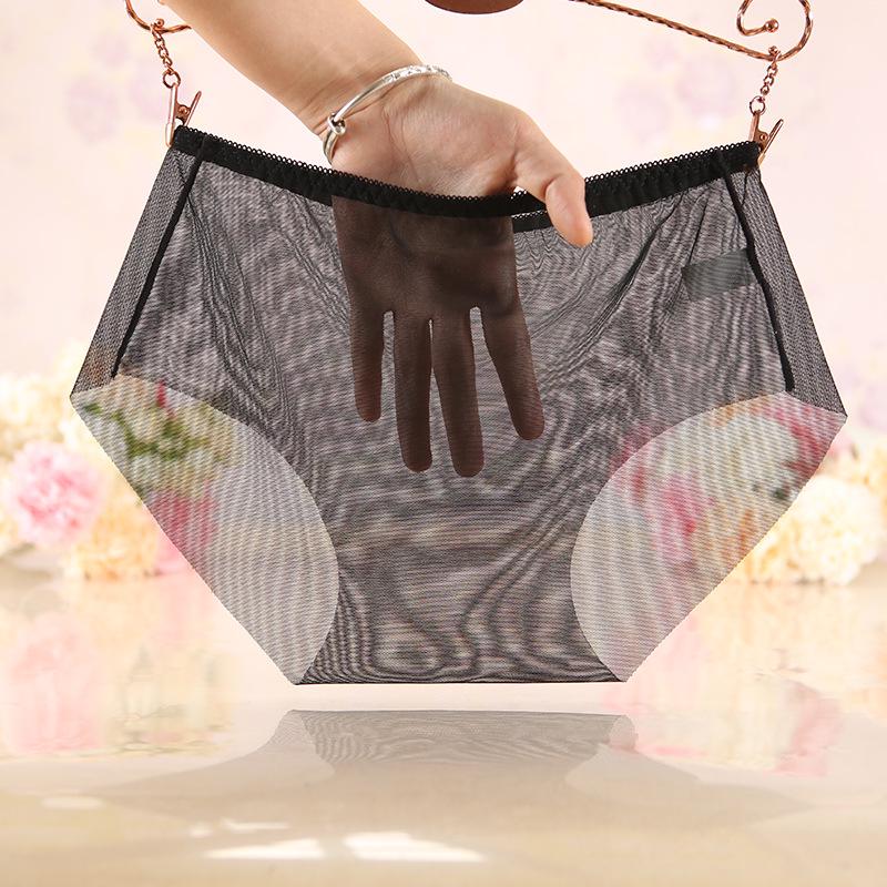 Women s Seamless High-Waisted Invisible Air Silk Briefs 002 XXXL чёрный