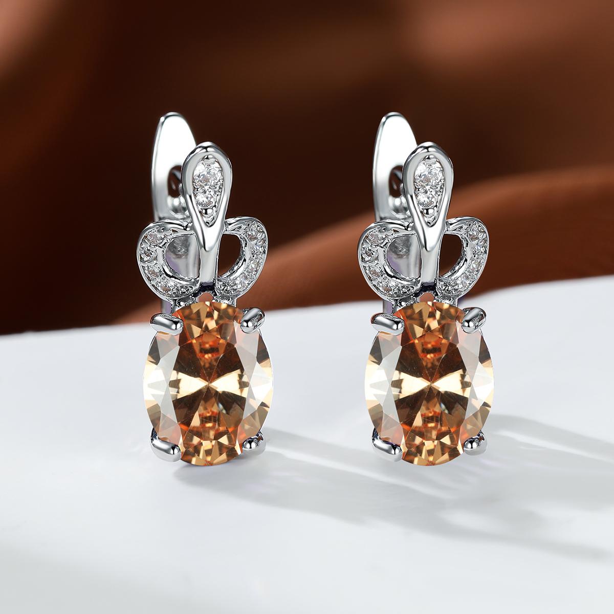 

Изысканные круглые серьги для женщин, простые цветочные серьги, свадебные серьги с радужными камнями шампанского