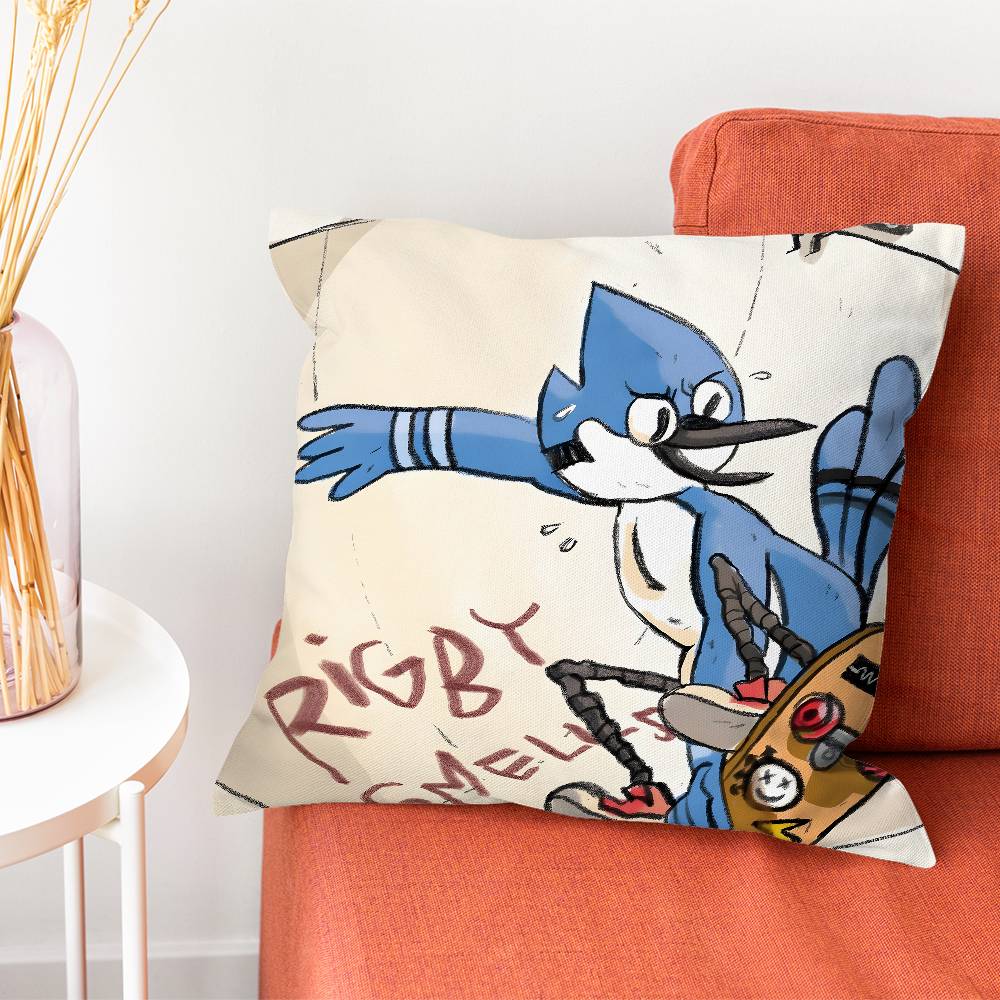 RRegular Rigby Show Pillow Case Plush Fabric Soft Pillowcase Double Sided Print Cushion Cover Household Gifts