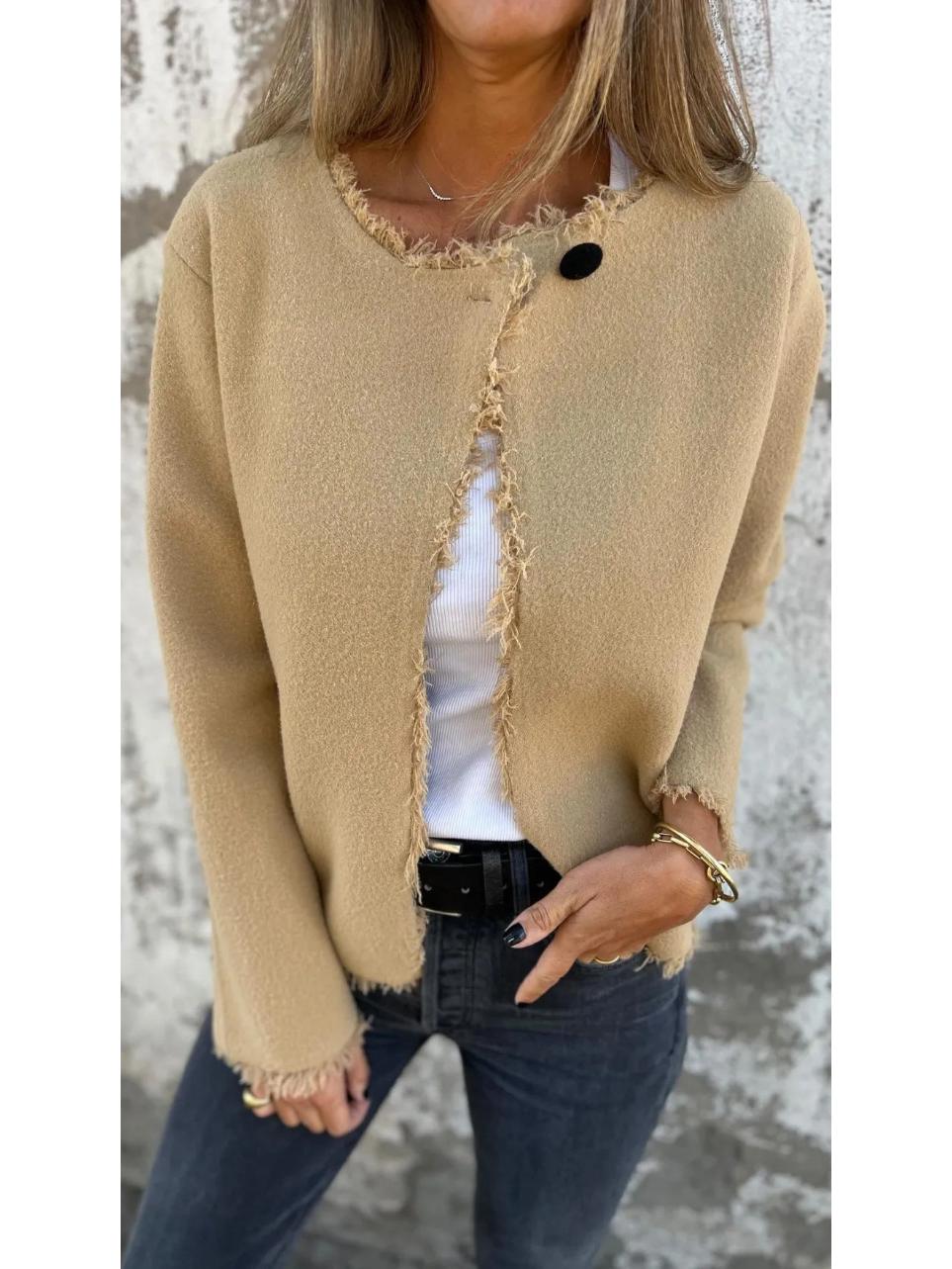 

Fashion Crew Neck Women s Woolen Coat - Long Sleeve, 2025 Collection XXXL хакі