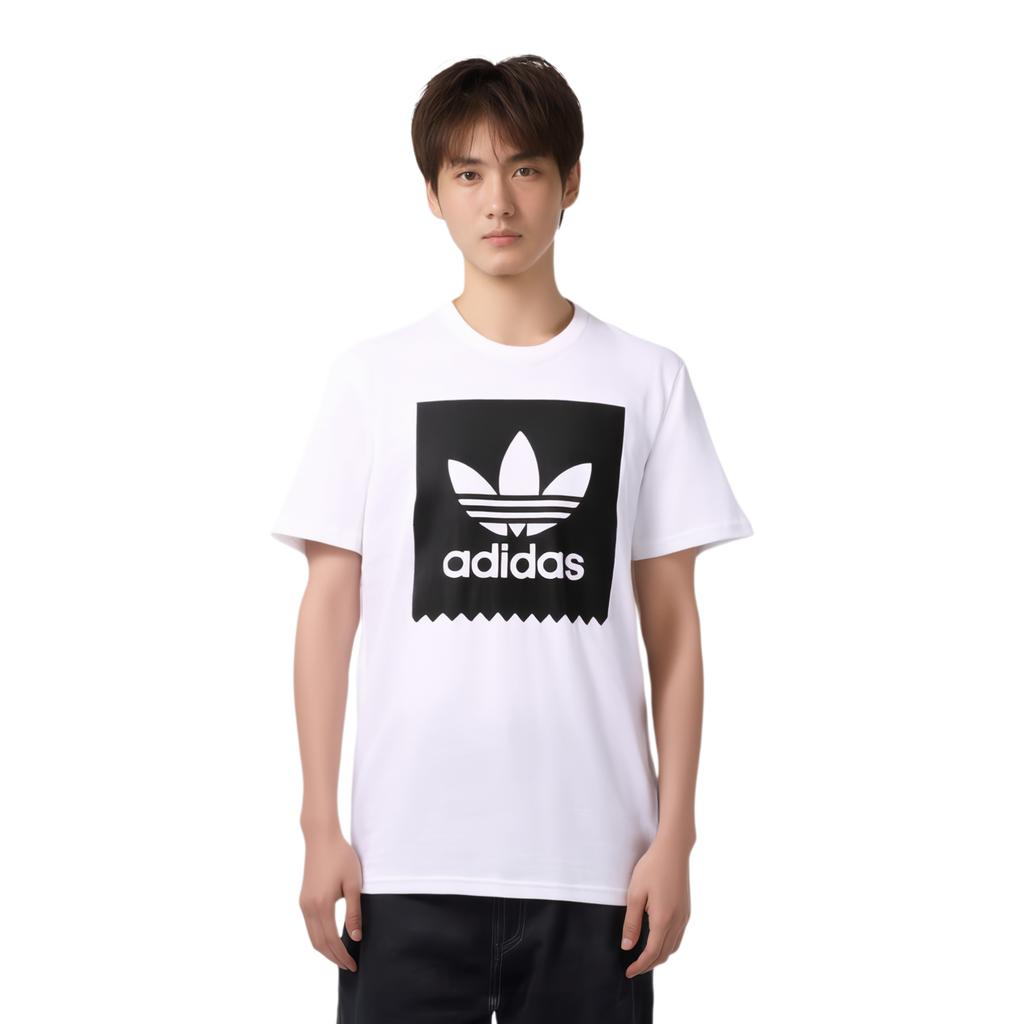 adidas Originals Trefoil Logo Print Crew Neck T-Shirt Men Tops White AY8899