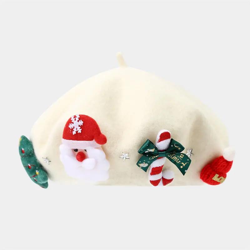 LDSLYJR Autumn Winter Cotton Cartoon Warm Beret Painter Hat Octagonal Hat Women and Girl 02