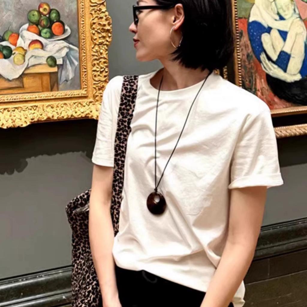 Niche Design Tortoiseshell Leopard Print Acetic Acid Ring Pendant Necklace Women'S Long Sweater Chain Light Luxury High-End Necklace