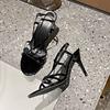 Fashion Summer New Stiletto Sandals Women Fashion Round Head Cross Thin Belt Metal Buckle Non-slip Wear-resistant High Heels