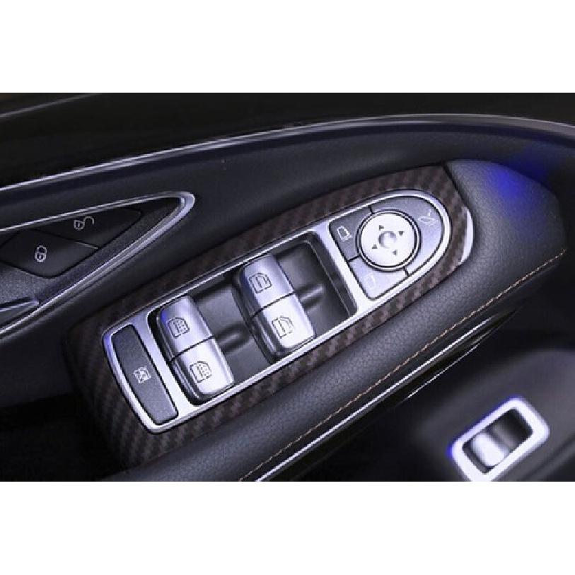 Glass Window Lifting Panel Decor Fit For Benz S-Class 2014- ABS Carbon Fiber